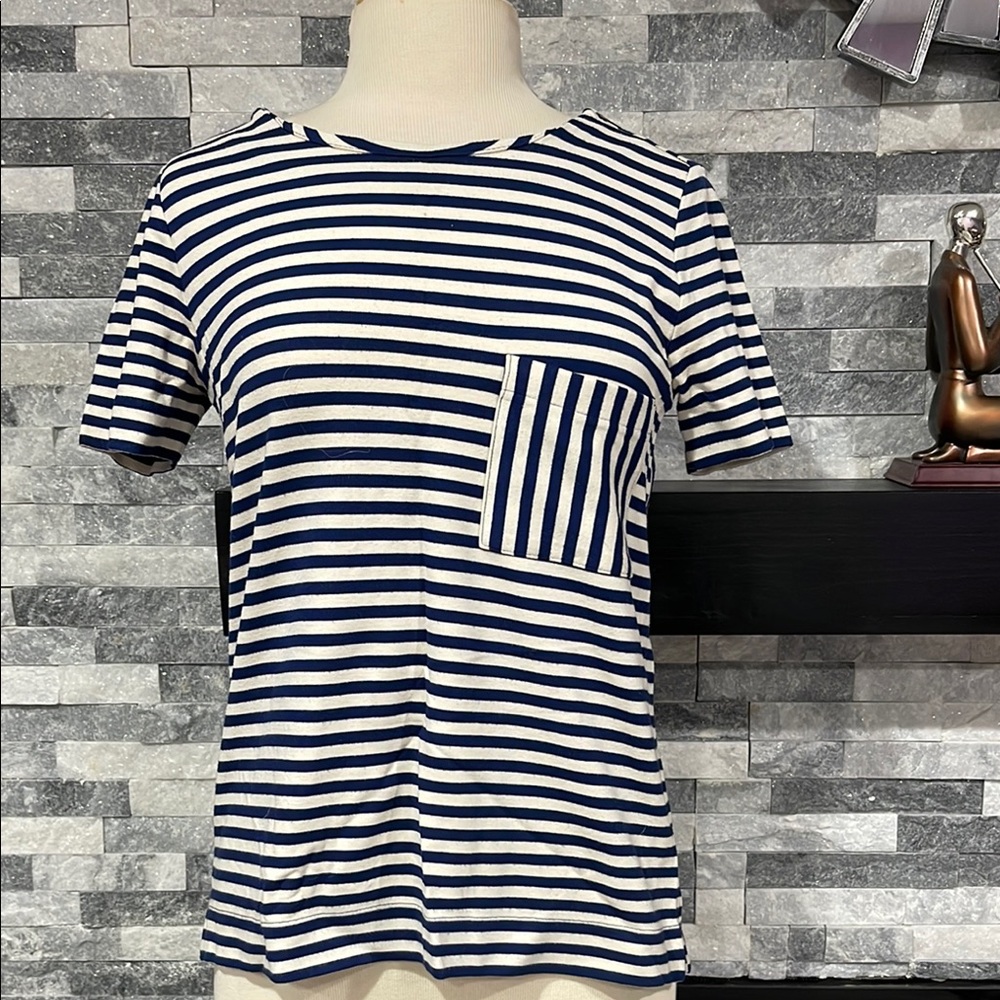 Madewell Blue Stripe Boxy Crop Top S